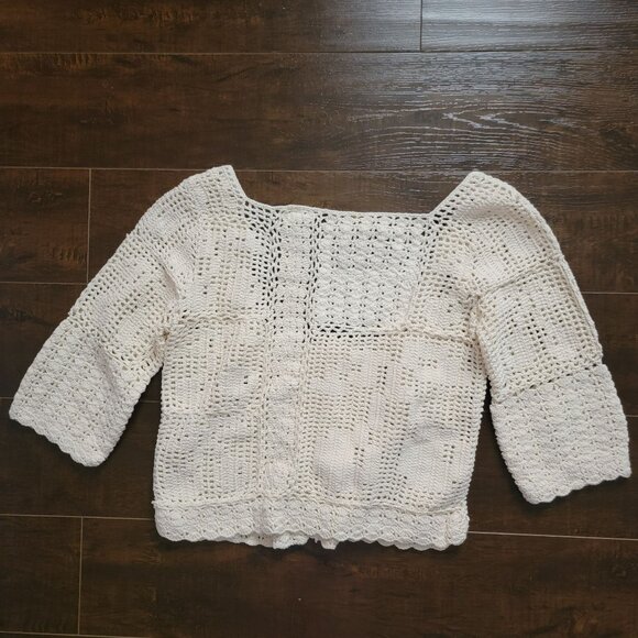 Free People Bahamas Crochet Top Womens S Boho Chic Hippie Beach Vintage Retro - Picture 3 of 7